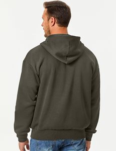 Sweat-shirt à capuche zippé pour homme, fabriqué au Pakistan, vert olive, en polaire, coupe classique, couleur unie, décontracté, pour l'automne - Product Image 2