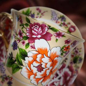 Ensemble tasse à café et soucoupe en porcelaine motif pivoine, cadeau traditionnel de la culture hakka chinoise, adapté aux cadeaux d'affaires - Product Image 4
