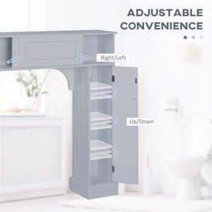Mobiletto da Bagno Grigio con Maniglia in Acciaio Inox, Materiale MDF e Acciaio, Finitura Verniciata per Uso Domestico o Alberghiero - Product Image 2