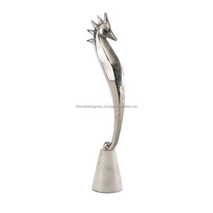 Nickel Plaqué Oiseau Cou Sculpture Table Objet Décoratif En Fonte D'aluminium Objet Solide Vente Chaude Figurine Statue Cadeau D'affaires - Product Image 1