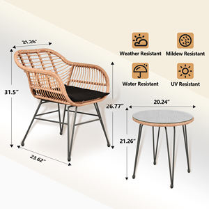 लक्जरी रतन वार्तालाप सेट उच्च गुणवत्ता वाले आउटडोर गार्डन सेट कुशन बिस्टरो सेट के साथ सोफा 3 पीस - Product Image 2
