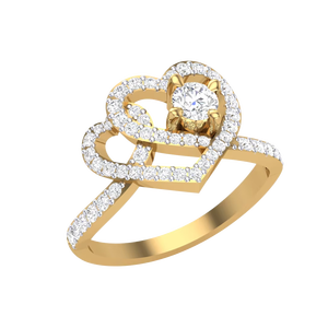 Anillo de Diamantes de Lujo con Doble Corazón Entrelazado, Oro, Amor Eterno, Joyería Fina para Mujer, para Boda o Compromiso - Product Image 3