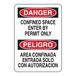 Panneau bilingue en PVC « Danger : Espace Confiné - Utilisation par Permis Seulement » pour la sécurité industrielle - Product Image 3