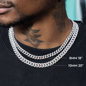 Cadena Cubana de Moissanita de Alta Calidad con Engaste de Dientes de 8mm y 10mm para Hombre, Joyería Fina de Lujo Estilo Hip Hop para Raperos - Product Image 3