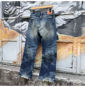 Lotfeel OEM Custom High Quality Ripped Slim Fit Man Cotton Heavy Washing Denim Japanese Selvedge Denim Jeans Homme - Product Image 3