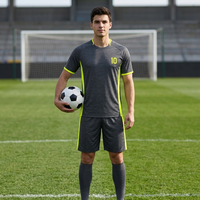 Uniforme de fútbol de secado rápido para hombre con logotipo personalizado, sublimación gris jaspeado y amarillo neón, uniforme de fútbol para entrenamiento deportivo
