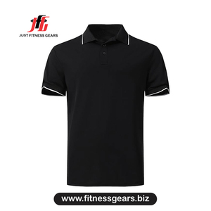Polo à manches courtes pour homme, couleur unie, tissage Oxford, style décontracté, coupe classique, col boutonné, gris, bleu, rouge, noir - Product Image 2
