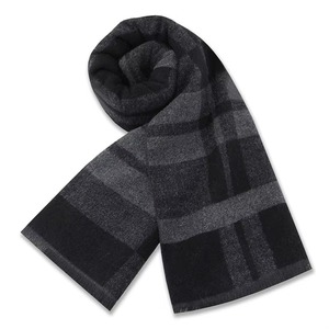 Men's Acrylic Knit Scarf Maroon <b>Gold</b> Striped Winter Long Shawl with Fringe - Product Image 1