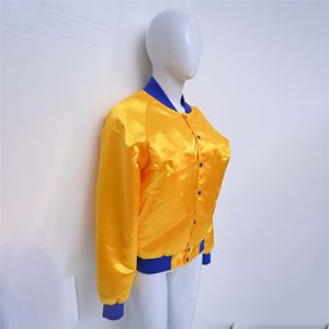 Chaqueta Bomber de Satén de Poliéster para Mujer, Cierre Completo, Estilo Urbano, Informal, Lisa, Teñida, de Punto, Impermeable, Transpirable, de Algodón - Product Image 2