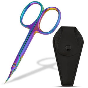 Excellent Fournisseur Nouvelle Arrivée Ciseaux à Cuticules Courbes Multicolores Extra Affûtés Antidérapants Durables avec Étui de Rangement Noir - Product Image 1