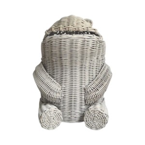 Handmade Hippopotamus Shaped Rattan Storage <b>Basket</b> <b>with</b> <b>Lid</b> for Kids Toy Organizer and Nursery Decoration - Product Image 4