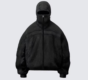 Veste polaire à capuche oversize pour homme, coupe-vent, fermeture éclair, couleur unie, manteau chaud d'hiver, coupe régulière, sweat-shirt tricoté - Product Image 6