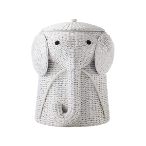 Cestas de lavandería creativas con forma de elefante, tejidas con tapa, hechas de jacinto de agua natural, fabricadas en Vietnam. - Product Image 2