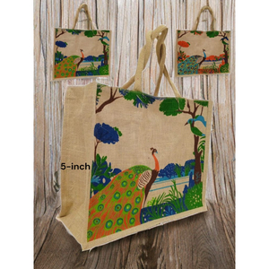 Printed Rectangle <b>Jute</b> Tote Bag-Eco-Friendly Hand-Style Print with Eco-Friendly Colors Durable Lightweight for Retirement Diwali - Product Image 3