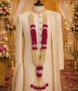Handmade Pink Gold Varmala Jaimala <b>Garland</b> for Indian Wedding Ceremony Artificial <b>Flower</b> Bride Groom Mala Royal Wedding <b>Garland</b> - Product Image 2