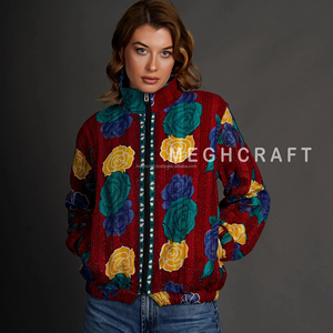 Chaqueta Bomber Acolchada para Mujer, Talla Grande, Transpirable, Ecológica, con Bordado Suzani, Diseño Floral, Tejida a Mano - Product Image 3