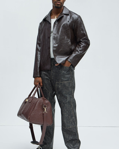 Blouson Bomber en Cuir Personnalisé OEM pour Homme – Tendance, Coupe-Vent, Style Moto, Vêtement d'Extérieur Streetwear - Product Image 2