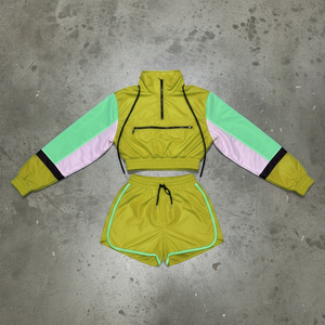 Conjunto Corto de Chaqueta Cortavientos de Encaje de Color Sólido y Corte Regular, Hecho a Medida OEM/ODM para Mujer, Resistente al Viento e Impermeable, Ropa Casual - Product Image 3