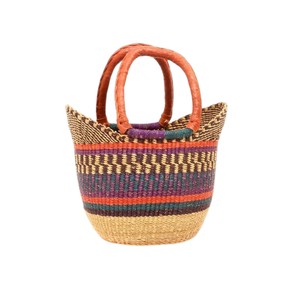 Elegant Orange Purple Striped Seagrass Handbags Leather Handle Woven <b>Straw</b> <b>Tote</b> <b>Bag</b> Luxury Women Summer Beach - Product Image 1