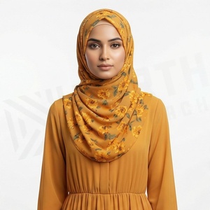Hiyab de Chifón con Estampado Floral para Mujer, Suave al Tacto, para Uso Diario, Pañuelo Étnico de Oriente Medio - Product Image 2