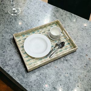 Resin Inlay Customizable Multi Color Handmade Durable Classic Style Rectangle Decorative Serving Tray <b>Platter</b> Home Decor - Product Image 4