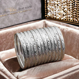 Wholesale <b>Silver</b> Plated Brass Bangles Traditional Fashion Custom Party 12 Piece <b>Set</b> - Product Image 3