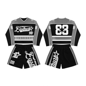 High Quality Breathable Polyester Windbreaker Short Set Black <b>Grey</b> Panel Stitch Embroidery Logo Windbreaker Shorts Set for Men - Product Image 1