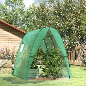 Invernadero de 6FT x 6FT x 6.6FT con estructura de madera y cubierta de PVC, 2 puertas, ventanas con mosquitera y cubierta de PE con dobladillo - Product Image 2