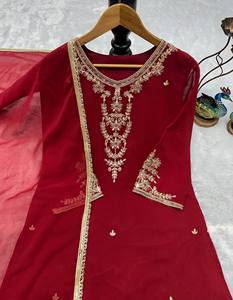 TENNECY Launching New Designer Women's Regular Party Wear Georgette Heavy Embroidery Work Reversible Wrinkle Free Stretchable - Product Image 6