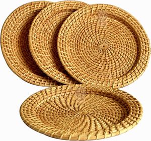 Assiette de présentation rustique en rotin tressé à la main 33 pouces, artisanat vietnamien, décoration DIY pour hôtel, maison, cuisine - Product Image 1