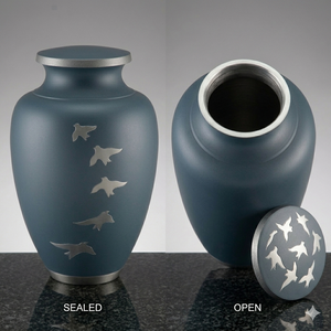 Indian Handcrafted Aluminum Cremation Urn - Premium Metal Urn for Human Ashes - Polished <b>Memorial</b> <b>Vase</b> with Secure Lid for Buri - Product Image 2