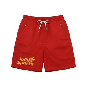 Shorts coupe-vent pour homme en microfibre polyester 120 GSM, bleu ciel et jaune, avec cordon élastique et impression sérigraphique par transfert thermique. - Product Image 4