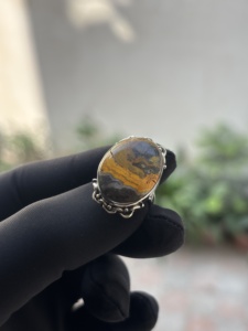 Bague pour femme en argent sterling 925, avec pierre précieuse naturelle abeille, style bohème miniature, idéale pour mariage ou Noël, bijou fait main - Product Image 2