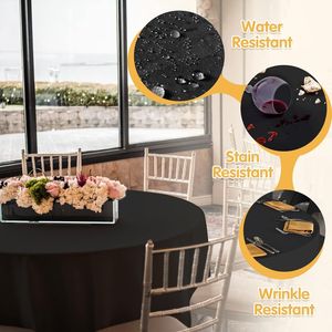 6 Pack Black 70-Inch <b>Round</b> Tablecloths Bulk Linen Polyester Fabric Washable Cloth <b>Cover</b> for 30\" 54\" <b>Tables</b> for Weddings - Product Image 3