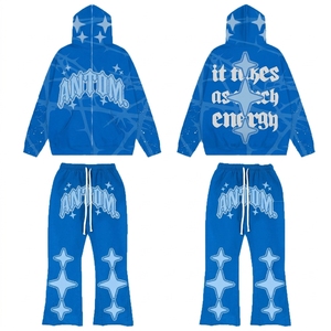 Nouveau design – Survêtement à capuche streetwear grande taille, couleur unie, coupe régulière, en coton et polyester, collection hiver 2026 – Vente en gros - Product Image 2