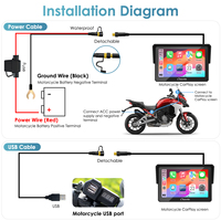 Carpuride W502Pro+TPMS Motosiklet GPS Navigasyon 5 İnç Akıllı Ekran Kablosuz CarPlay Android Auto Pusula İnterkom TPMS
