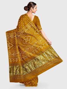 Handcrafted Bandhani <b>Saree</b> Pure Silk Bandhej <b>Saree</b> - Product Image 4
