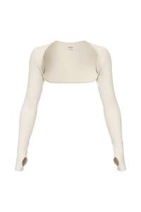 Haut court tricoté extensible pour femme, coupe ajustée, manches longues, ouvert sur le devant, en polyester et élasthanne, idéal pour superposer – Vente en gros - Product Image 4