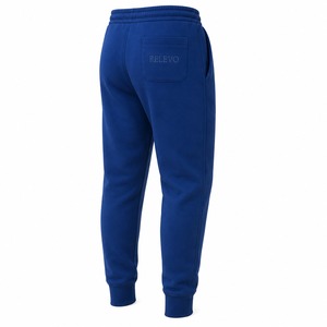 Pantalon de jogging décontracté pour homme en coton bleu de haute qualité, taille élastique avec cordon de serrage, poches, poids moyen, respirant - Product Image 2