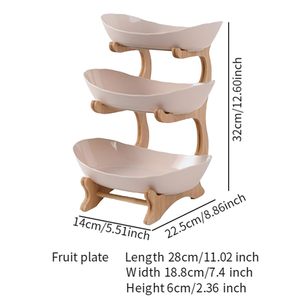 Juego de Recipientes de Bambú de 3 Niveles con Logotipo Personalizado, Soporte de Madera de Bambú, Bandeja Ovalada para Servir, Conservación de Frescura, Cocina, Restaurante - Product Image 3