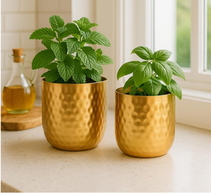 Macetas Metálicas para Plantas de Interior y Exterior, Decoración para Hogar y Jardín, Juego de 2 Macetas para Sala de Estar y Dormitorio - Product Image 4