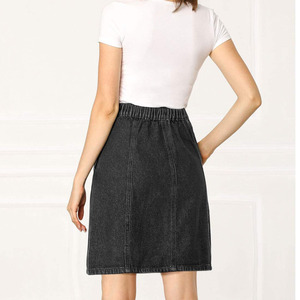 Custom Denim Skirt Cotton Women Girl Above Knee Length Washed Custom logo Embroidery Comfortable OEM Service Skirt - Product Image 3