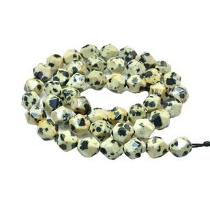 Nugget de jaspe dálmata de alta calidad, piedra preciosa facetada perforada, cadena completa, collar curativo de cristal natural, mayorista - Product Image 1