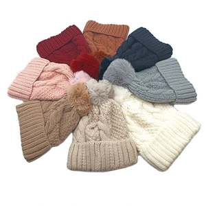 Gorro de Punto de Color Sólido de Spandex/Algodón Estilo Europeo Americano para Hombre, Novedad de Invierno, Cálido y Versátil con Botón de Felpa - Product Image 2