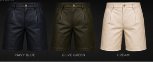 Shorts Bermuda Homme de Luxe en Cuir Écologique Brodé Coupe Ajustée Couleur Unie Décontracté Chic Poches Fonctionnelles Doux - Product Image 6