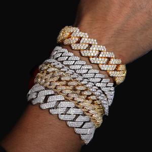 RB Gems 14MM VVS Diamond 14K <b>Gold</b> GIA Certified Iced Out Fine Hip Hop Miami Cuban Link Style Charm Bracelet - Product Image 1
