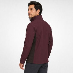 Veste polaire bordeaux pour homme, col montant, fermeture éclair, coupe-vent, décontractée, pour l'automne, coupe ajustée, en polyester tricoté - Product Image 3