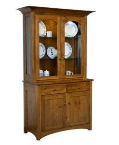 Traditional Wood Sideboard <b>Cabinet</b> with Glass Doors and Storage for Dining Room Furniture - Product Image 2