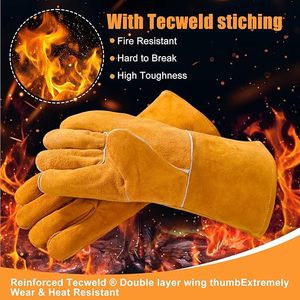 Guantes de Soldadura Resistentes al Calor y a la Abrasión, Antideslizantes, Cómodos, de Seguridad, con Puño Largo, Diseño de Primera Calidad - Product Image 3