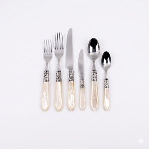 High Quality Stainless Steel Cutlery Set With Ivory Mother Of Pearl Sheen <b>Handle</b> Elegant Vintage Luxury Flatware Silverware - Product Image 2